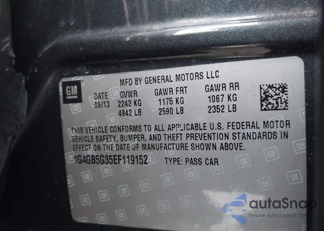 2014 Buick Lacrosse Leather Group z USA, uszkodzony, nr VIN 1G4GB5G35EF119152